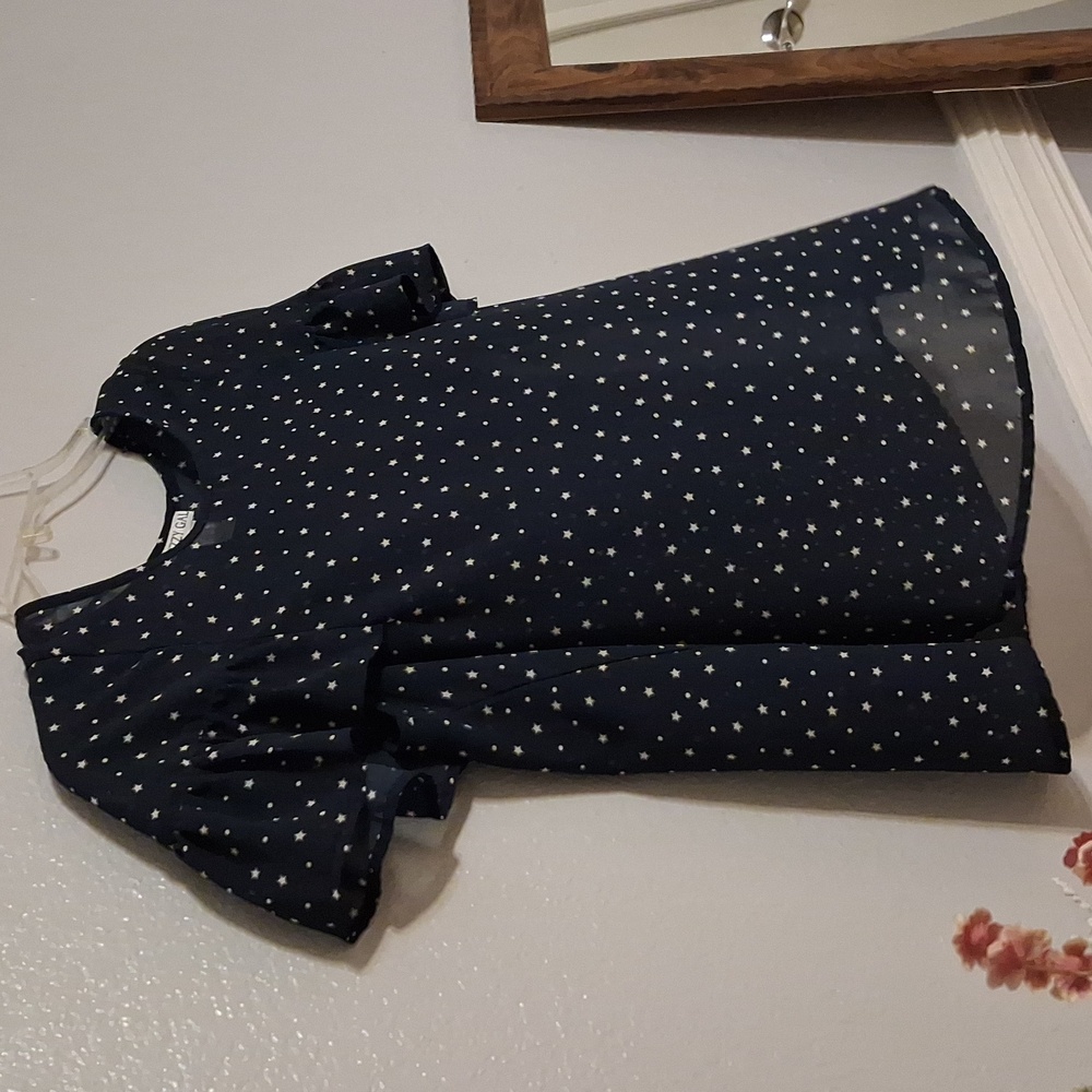 DIZZY GAL Black Polka Dot Ruffle Sleeve Top